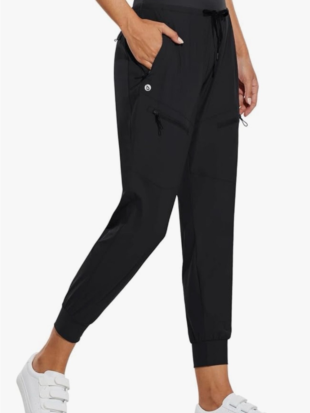 Women's Black Jogger Pants with Zip Pockets